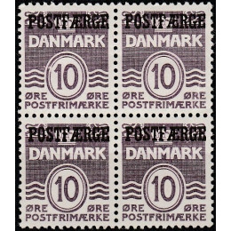 DK PF 22x Postfrisk 4-blok med 10 øre postfærge m. god VARIANT