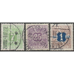 DK PO 17-19 Pænt stemplet lot portomærker