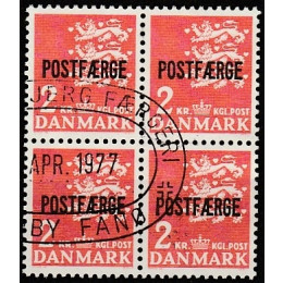 DK PF 49 FLOT Stemplet 4-blok 2 kr. postfærge