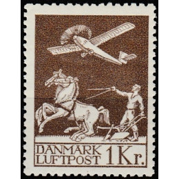 DK 0182 Ustemplet Gl. Luftpost 1 kr.