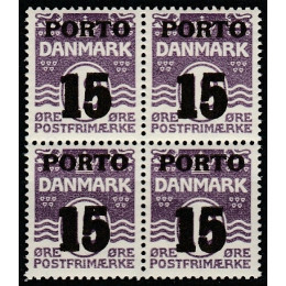 DK PO 32 Postfrisk provisorie portomærke i 4-blok