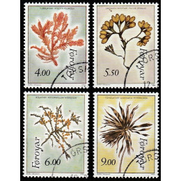 FØ 0284-0287 Pænt hjørnestemplet serie Tangplanter