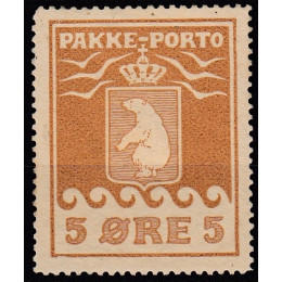 GR PP 02 Ustemplet 5 øre Pakkeporto 1905 