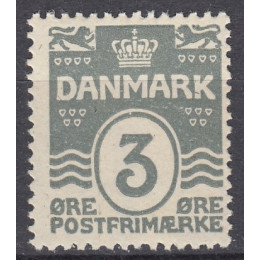 DK 0079a Postfrisk 3 øre PERLEGRÅ - LUX mærke