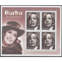 SV - 2424 Postfrisk miniark Greta Garbo