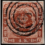 DK 0004 Pænt stemplet 4 skilling