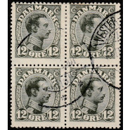 DK 0100 Stemplet 12 øre i 4-blok