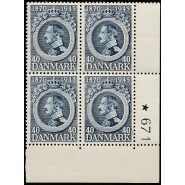 DK 0292C Postfrisk 40 øre 4-blok m. god SAVA VARIANT