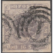 DK 0006 Pænt Stemplet 16 skilling - Mørk violet