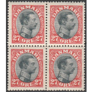 DK 0102 Postfrisk 27 øre 4-blok