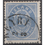 ISL 0014a Pænt Stemplet 20 AUR ultramarin - se beskr.