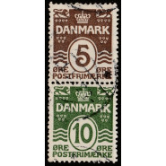 DK AU 18 Stemplet 5 + 10 øre par automatmærker