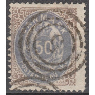 DK 0030a FLOT Stemplet 50 øre (brun/blåviolet) - se beskr