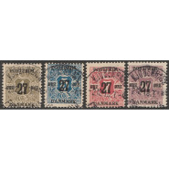 DK 0085x-0089x LUX/FLOT stemplet serie 27 øre provisorier Tk 12