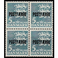 DK PF 50 Postfrisk 5 kr. postfærge 4-blok
