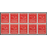 DK Nødfrimærke i postfrisk 10-blok