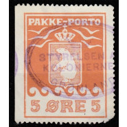 GR PP 02 Stemplet 5 øre Pakkeporto 1905 - Tk på 3 sider (2A1) - m. fejl