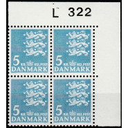DK 0295F Postfrisk 5 kr. Marginal 4-blok - L 322